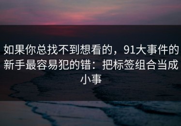 如果你总找不到想看的，91大事件的新手最容易犯的错：把标签组合当成小事