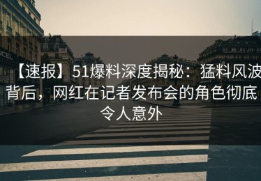 【速报】51爆料深度揭秘：猛料风波背后，网红在记者发布会的角色彻底令人意外