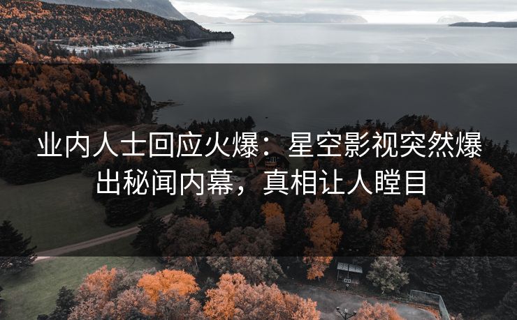 业内人士回应火爆：星空影视突然爆出秘闻内幕，真相让人瞠目